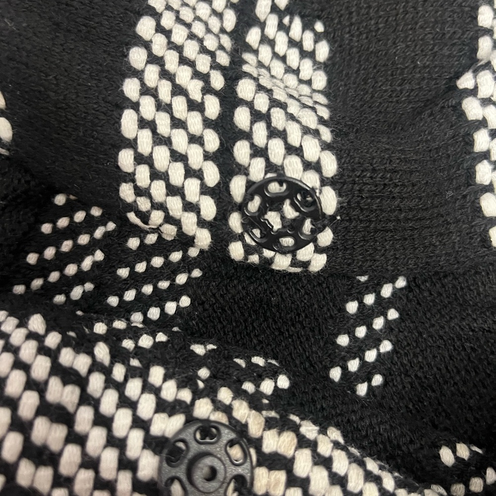 CHICOS Black and White Striped Women's open front mock neck cardigan size 3 - Picture 5 of 12